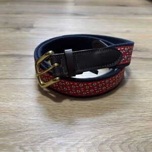 Vineyard Vines Red and Blue Belt with Gold Buckle